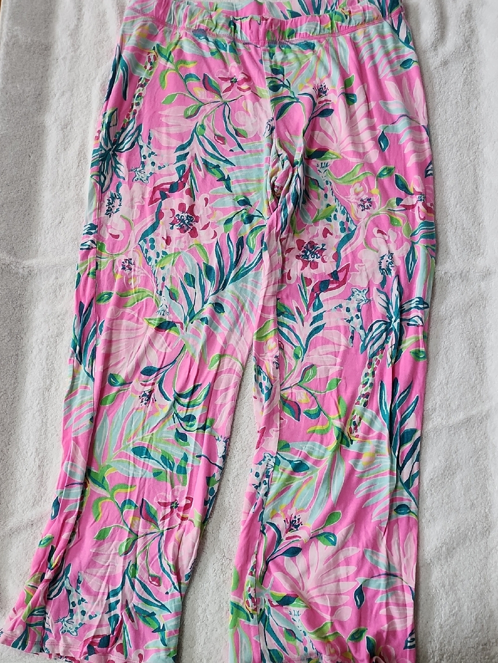 Lilly Pulitzer Pink Floral Print Wide-Leg Loungewear Pants Size M Preowned